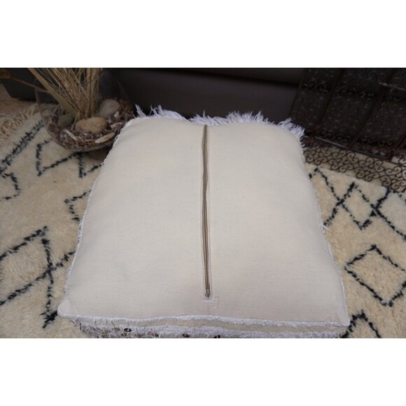 Handira Pouf, Handmade Floor Pillow, Berber Ottoman Pouf Moroccan 03YL0409 - Picture 9 of 10